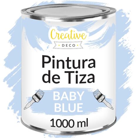 Creative Deco Pintura a la Tiza Azul Bebé 1L Mate y Lavable para Muebles de Madera