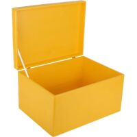 Caja de Almacenamiento de Madera Con Tapa 40x30x24 cm - Amarillo