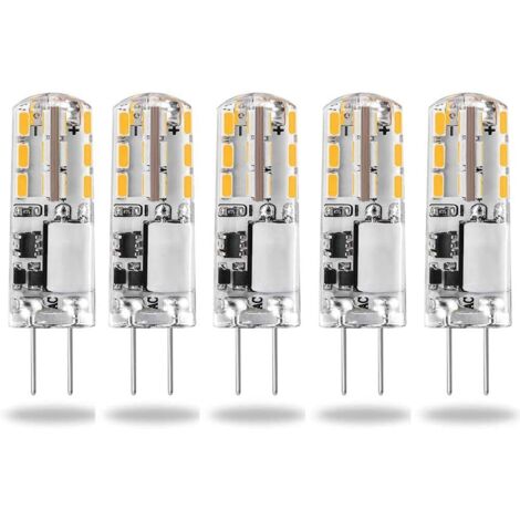 G4 LED Bulbs 12V AC/DC Warm White 3000K 120LM, 2W, 15-20W Halogen G4 Replacement Capsule Bi-Pin Type JC Energy Saving, Non-dimmable Light (5 pcs) (1/5)