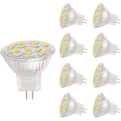 MR11 LED Bulbs, GU4.0 Socket, 3 W, Compatible with 20-30 W Halogen Lamps, 12 V AC/DC, 350 LM, 120° Spotlight, Track Lighting, Warm White (3000 K, 8 Pieces) [Energy Class A+] (1/5)