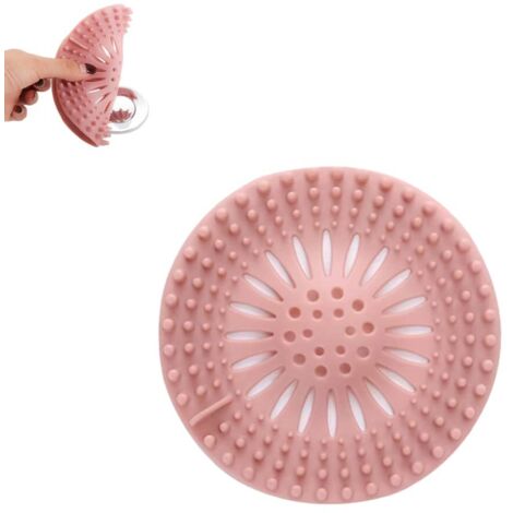 1 x Silicone Drain Protector, Kitchen Sink Strainer, Bathtub Drain Filter, Kitchen and Bathroom Sink Strainer (Pink) (1/5)