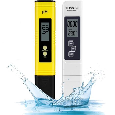 2-Pack Water Quality Tester, Electronic pH Tester, TDS and EC Temperature Meter, 4-in-1 Water Quality Tester with LCD Display, High Precision Resolution 0.01, for Pool, Drinking Water (1/5)