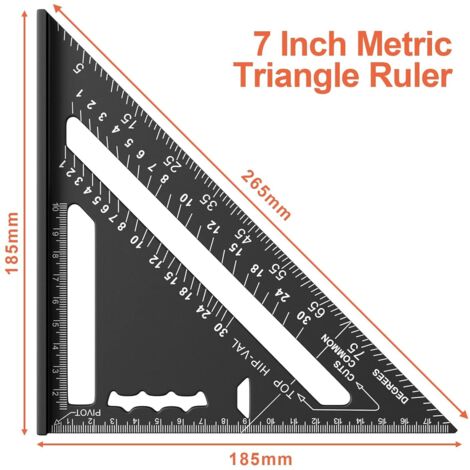 180mm Carpenter's Square, Aluminum Ruler, 45-90 Degree Thickened ...