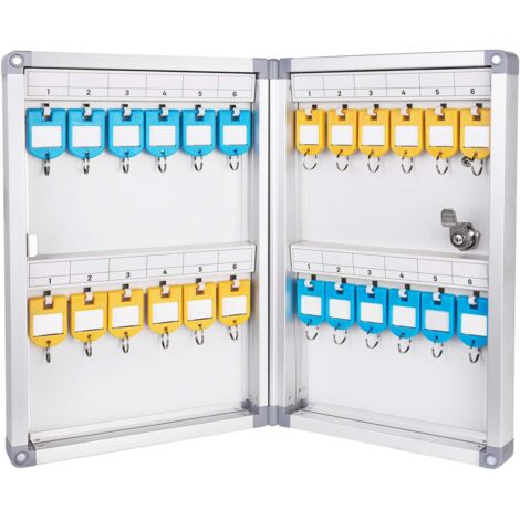 24 Slot Key Cabinet, Silver, 12.5 x 8.5 x 2.45 Inches