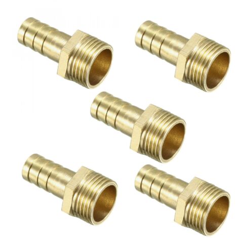 5pcs Brass Hose Connector 10mm x G3/8 Male Connector Adapter (1/4)