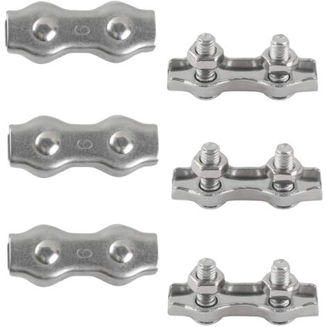 304 Stainless Steel M6 Duplex Cable Clips, Duplex Cable Clips for Hanging Shade Sails, Patio, Fixed, 6 Pieces (1/5)