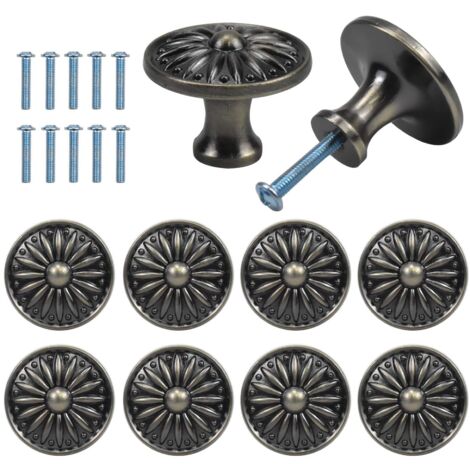 10pcs Vintage Door and Drawer Handle, 35mm Furniture Knobs, Round Drawer Knobs, Brass Door Knobs, Furniture Handles for Cabinets, Kitchen Cabinets, Children's Room (Bronze) (1/4)