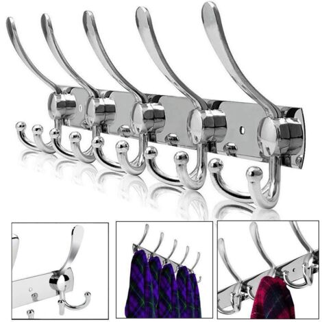 Stainless Steel Wall Mounted Coat Hooks, Towel and Robe Hooks (Silver, 15 Hooks, 1 Pcs) (1/5)