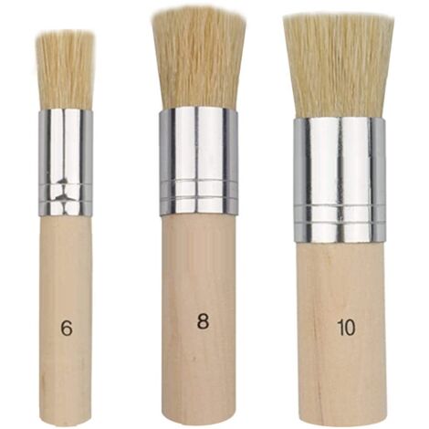 3pcs Round Stencil Brushes Wooden Stencil Brushes 3 Sizes for Acrylic Painting Oil Painting Watercolor Card Making DIY Project (13.5/17/22mm)