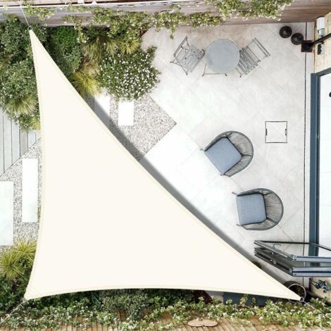 3x3x4.25m Waterproof Triangular Shade Sail with UV Protection for Outdoor, Garden, Patio - Cream (1/5)