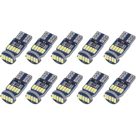 10 Pack T10 W5W LED Bulbs Canbus Error Free 15pcs SMD 4014 Car LED Lamps 194 168 2825 White 6000K for Interior Lighting, Trunk Lighting, License Plate, Parking Lights DC 12V (1/5)
