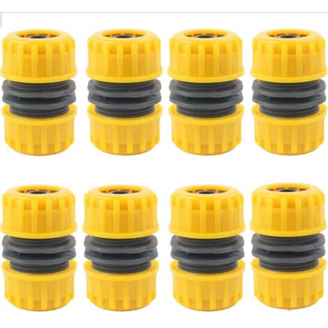 8 Pack 1/2" Garden Hose Double Barb Hose Connectors (Yellow) (1/5)