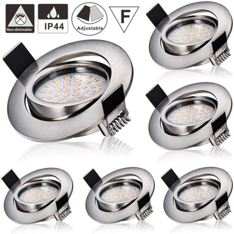 6X 5W LED recessed spotlight complete 3000K warm white equivalent to 45W halogen bulb 230V Fixed ceiling spotlight 55mm drilling [Energy class E] (1/5)