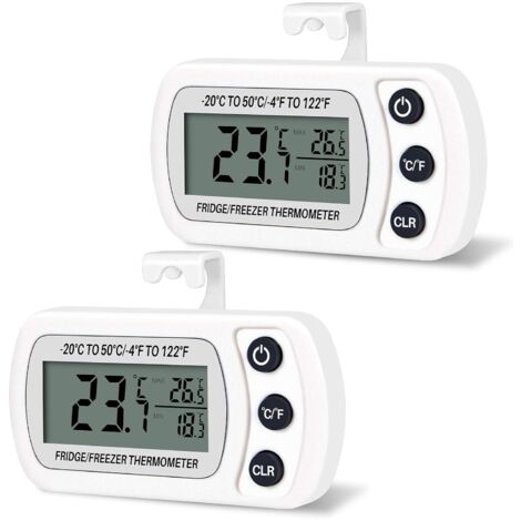 Digital Refrigerator and Freezer Thermometers, Temperature Range -20 to 50°C, Easy-Read LCD Display (White) (1/5)