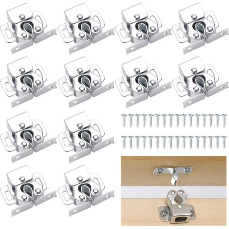 12 Pack Double Roller Cabinet Door Catches, Cabinet Door Catches, Stainless Steel Cabinet Door Catches (1/5)