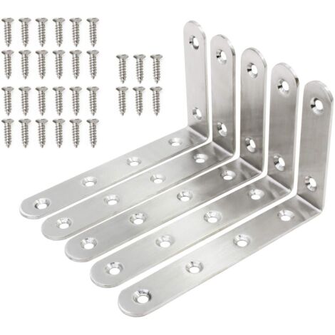 5pcs Stainless Steel Round Corner Bracket 12575mm with 6 Holes and 30 Screws. (1/5)