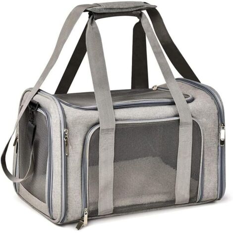 Dog and Cat Carrier Bag, Foldable Pet Carrier, Breathable Cat Carrier (L, Gray) (1/5)