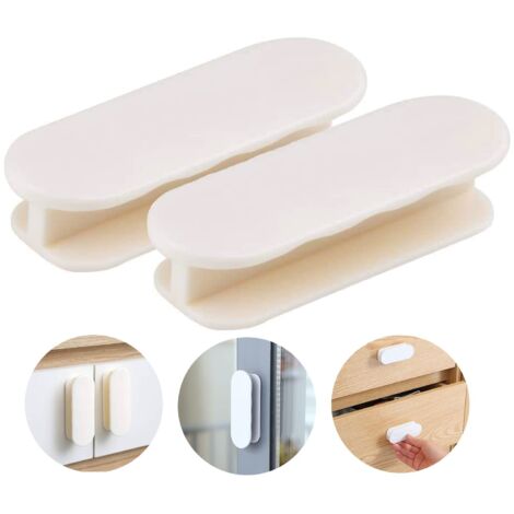 Set of 2 Balcony Door Handles, Door Handles, Self-Adhesive Door Handles, Furniture Handles, Balcony Door, Plastic Exterior, Glass Furniture Handle, White (1/5)