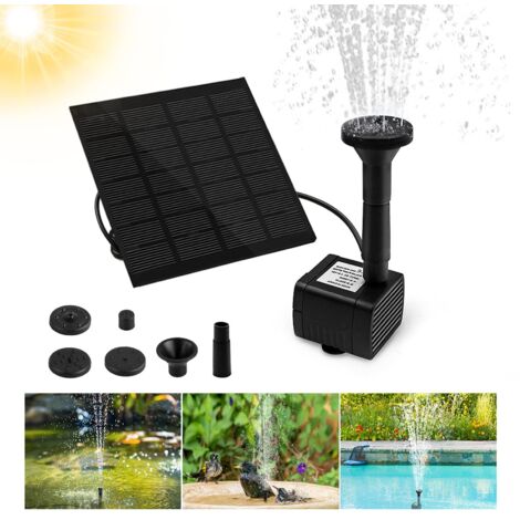 Solar Fountain, 1.2W Solar Powered Outdoor Garden Fountain with 4 Different Nozzles, Round Floating Outdoor Fountain for Pond or Garden Decoration (1/5)