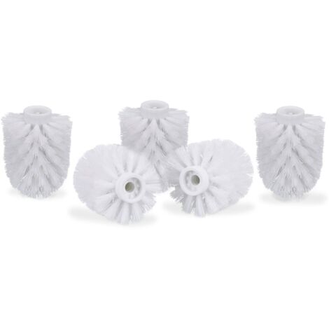 Toilet Brush Heads Set of 5, Loose Toilet Brushes with 9.5mm Wire, Replacement Head Diameter 7 x 9cm, White (1/5)