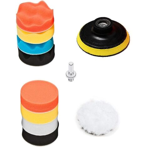 10pcs Car Polishing Sponge, Polishing Sponge Kit, Drill Adapter and Wool Wax Pads (1/5)