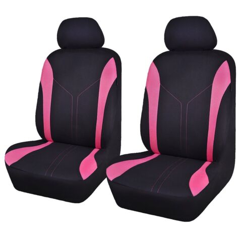 Universal Fashion Mesh Car Seat Covers (2 Front, Black & Pink) (1/5)