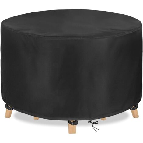 Silver 210D Oxford Fabric Waterproof Round Garden Table Cover, Patio Furniture Cover 280 x 110 cm (1/5)