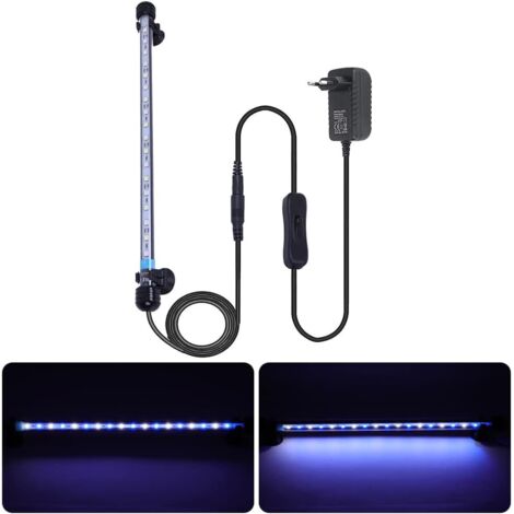 Aquarium LED Lighting, Waterproof LED Light for Dragon Fish Tank, Blue and White, 37cm