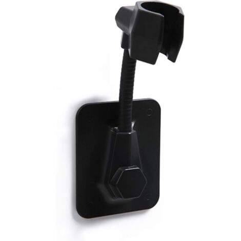 Wall Mount Shower Head Holder Adjustable Self-Adhesive Shower Head Holder Universal Plastic Shower Holder No Drilling Shower Head Holder Wall Mount Shower Accessory Black (1/5)
