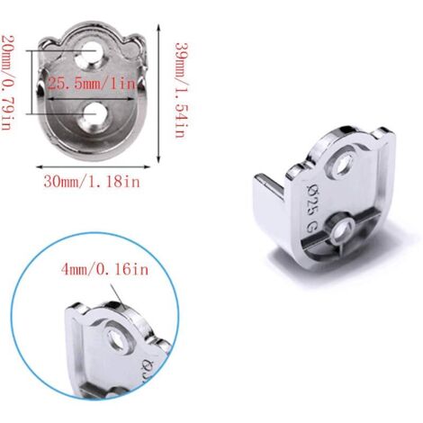 Round Tube Clothes Hanger Brackets, Zinc Alloy Wardrobe Supports, U-Shaped Curtain Rod Brackets (25mm) (1/5)