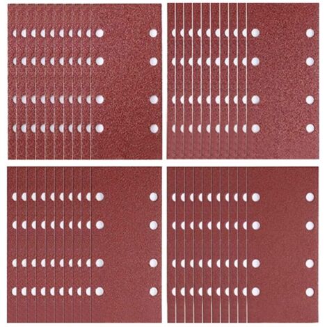 Pack of 40 sanding sheets 93 x 185 mm with 8 holes for orbital sander Grit 40/60/80/120 (1/5)