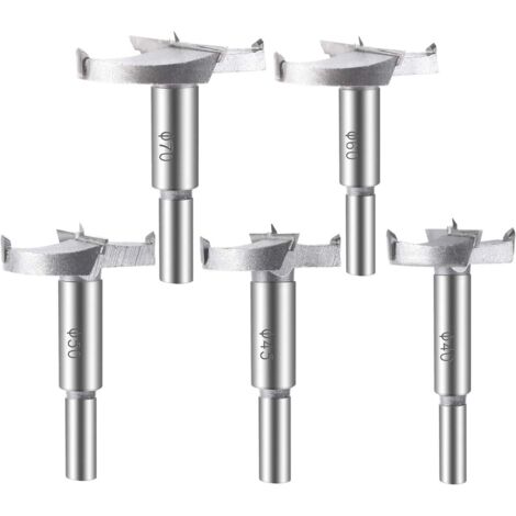 5pcs Wood Drill Bits (40/45/50/60/70mm) Carbide Drill Bit Assortment for Drilling Wood Products, Drawers, Plastic Products, Wood, Plywood (1/5)