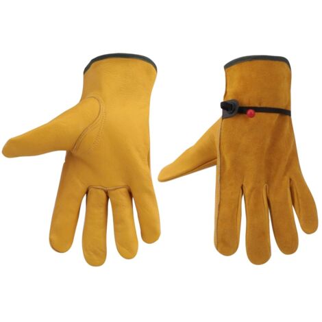 Cowhide Leather Work Gloves for Men and Women, Gardening Gloves, Driving Gloves (Size M) (1/5)