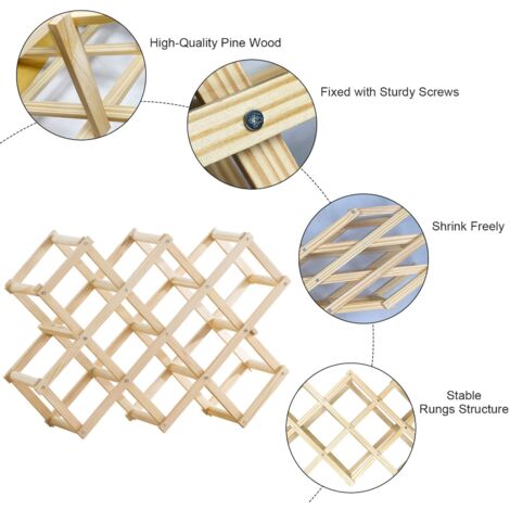 Stackable Wooden Wine Rack for 10 Bottles 45X12.5X31CM, Rhomboid Wood ...