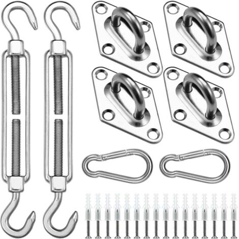 Shade Sail Fixing Kit, 304 Awning Hardware Kit, for Square Shade Sail, Triangle Shade Sail, (1/5)