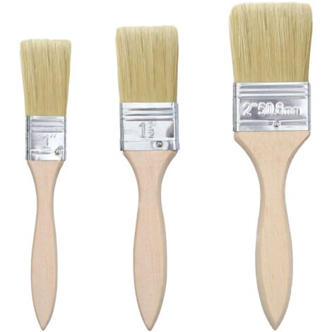 Set of 3 paint brushes, wall paint brushes, flat brush, flat brush, wooden handle, for painting work with varnishes and paints (width 25, 35, 47 mm) (1/3)