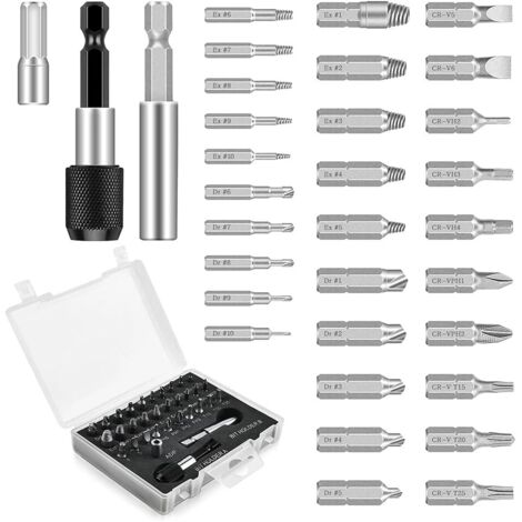 33 Pieces Damaged Screw Extractors, Screw Extractor Kit with Polishing Tips, Diameter 2-12mm, Hardness 64-65 HRC, for Damaged Bolts or Screws (1/5)