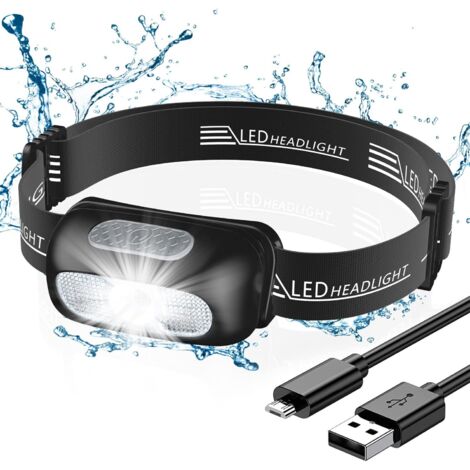 Powerful Rechargeable Headlamp with 5 Light Modes, IPX4 Waterproof, Portable LED Headlight with Red Light for Fishing/Camping/Cycling/Hiking (1/5)