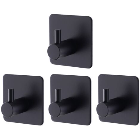 10 pcs black adhesive wall hooks, adhesive wall hooks for bathroom and kitchen, stainless steel adhesive wall hooks without drilling (1/5)