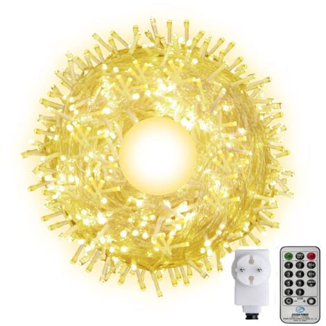 100m Outdoor String Lights, Long Christmas Lights, Indoor Halloween Lights with Remote Control for Christmas Tree, Home, Bedroom, Garden (Warm White) (1/5)