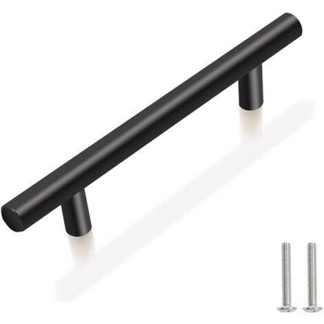 10 Pack Kitchen Cabinet Handles, Black Stainless Steel Furniture Handles, Black Kitchen Door Handles, 128mm Center Distance, Drawer Handles, Cabinet Handles (1/4)