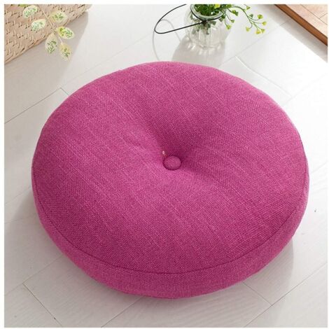 Round Seat Cushion, Cotton Linen Tatami Cushion, Thick Soft Office Chair Cushions, Removable and Washable Indoor Outdoor Seat Cushion, Pink, 40cm (16in) (1/5)