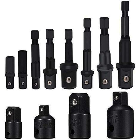 Socket Adapter Set, Hex Shank Drill Bits, Socket Wrench, 8pcs, Socket Extension Adapter Set, 4pcs, Ratchet Wrench/Socket Wrench Reduction Adapters (1/5)