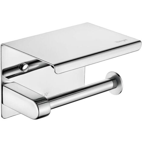 Toilet paper holder, wall-mounted toilet paper holder, 304 stainless steel toilet paper roll holder, installation with screws or 3M adhesive, silver (1/5)