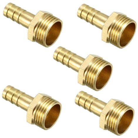 Brass Hose Barb Fitting Parts, 8mm Hose Barb Connector x 3/8 PT Male Connector Adapter (1/4)