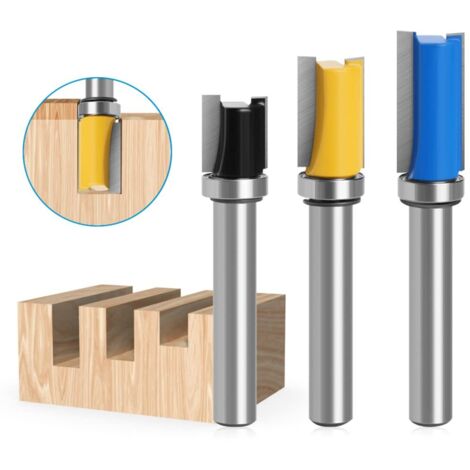 8mm Carbide Router Bits with Top Bearing Router Bits, Firmly Copying Bit, for Straight Flush Router, Carpentry, DIY Cutting (1/5)