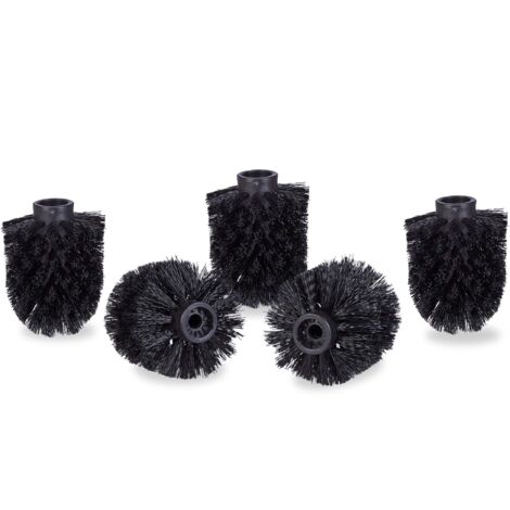 Toilet Brush Heads Set of 5, Loose Toilet Brushes with 9.5mm Wire, Replacement Head Diameter 7 x 9cm, Black (1/5)