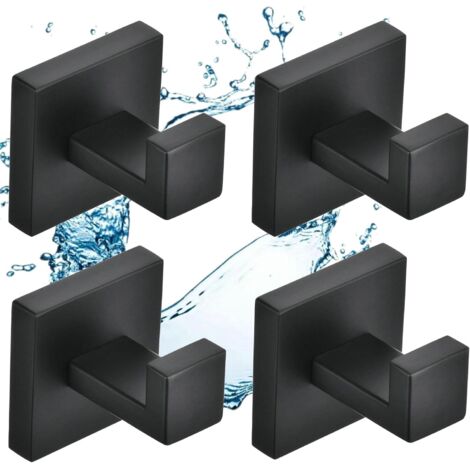 4 Pieces Black Bathroom Hook, Home Wall Hook, SUS304 Stainless Steel Hook (1/5)