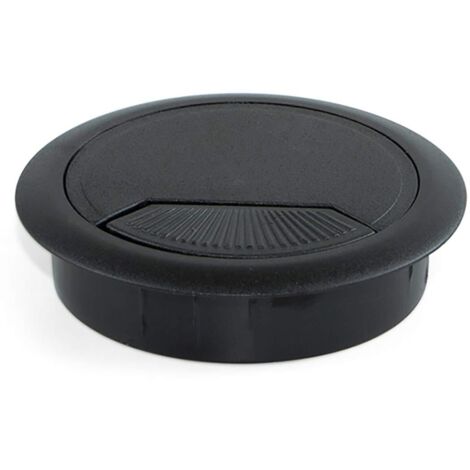 Round Cable Grommet Ø60mm for Desk, Plastic, Black, Pack of 20 (1/5)