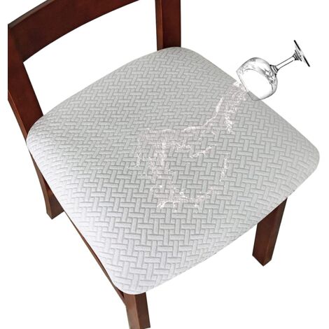 Pieces Chair Covers Removable Waterproof Chair Covers Stretchy Jacquard Washable Dining Room Chair Covers (White) (1/5)